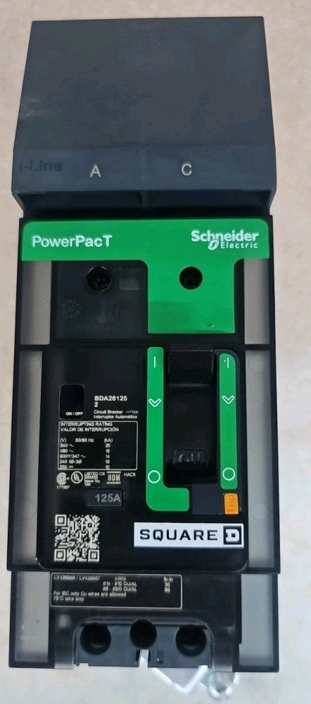 BDA261252 - Schneider Electric I-Line 600V 125A 2 pole 18kA@480V NTO