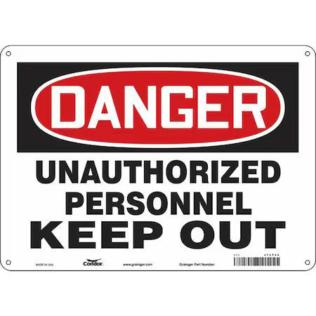 Condor 472T46 Safety Sign, 10 In Height, 14 In Width, Polyethylene, Horizontal