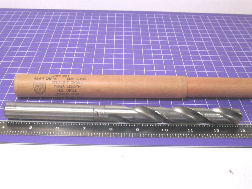National Twist Drill (11541) 41/64 118° Spiral Flute HSS Taper Length Drill Bit 