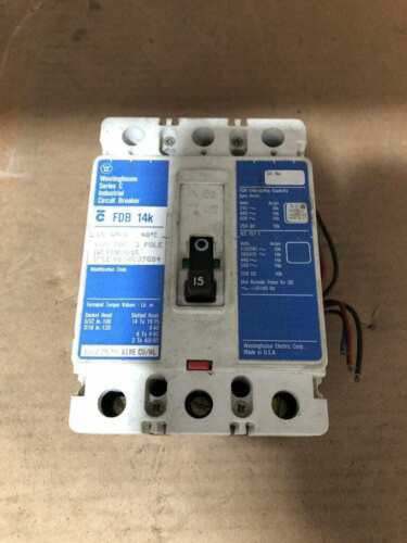 Westinghouse FDB3015 Circuit Breaker 15 Amp Molded case 600 VAC