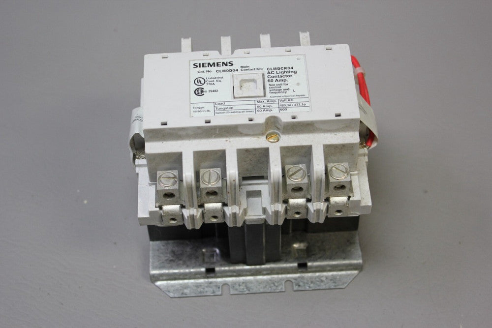 SIEMENS 60A AC LIGHTING CONTACTOR CLM0D04