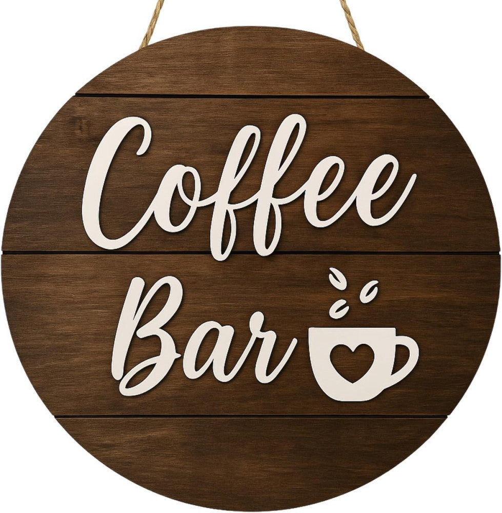 Coffee Bar Signs Wall Decor - 12" Large Farmhouse for Brown 