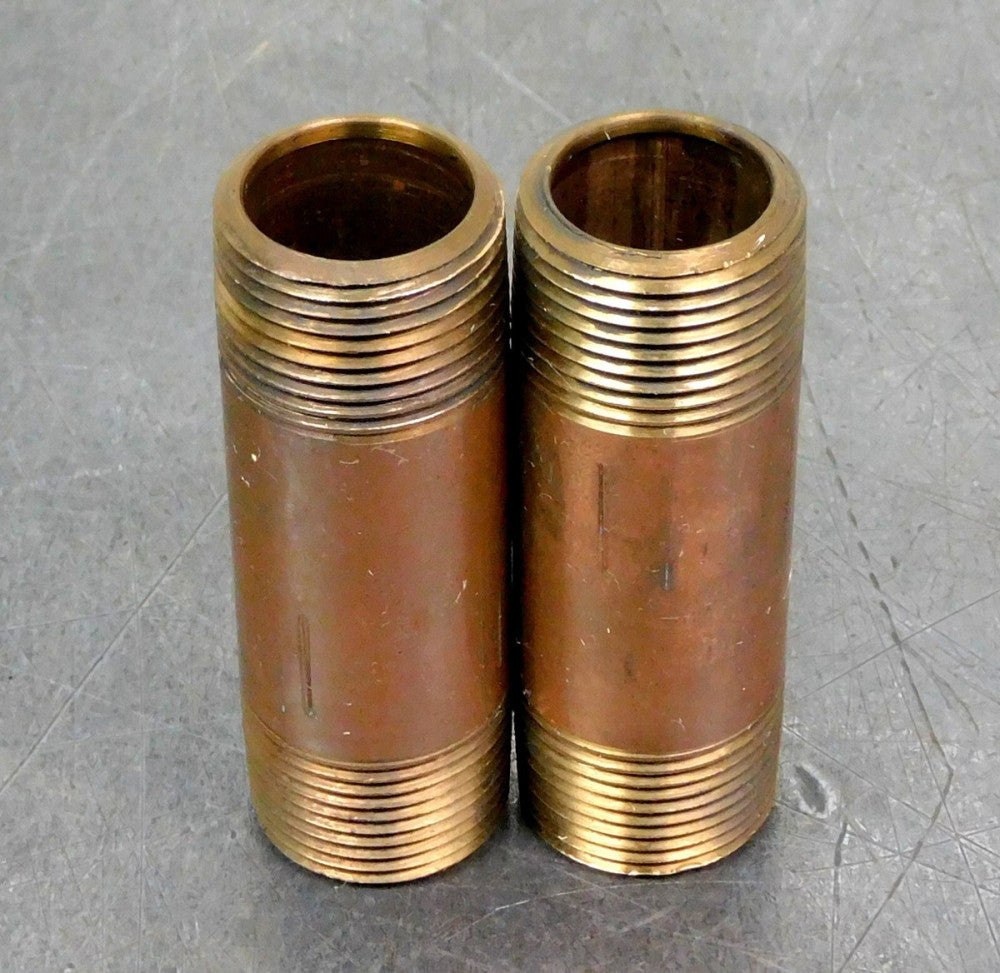 Unbranded - Red Brass Pipe Nipple Fitting 3/4" NPT 3" Length Lot of (2)
