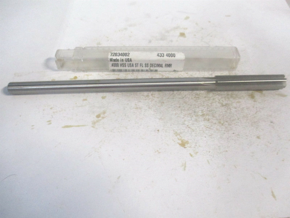 (433-0.4000) 0.4" x 1-3/4" x 7" OAL Straight Shank HSS 6-Flute Chucking Reamer 