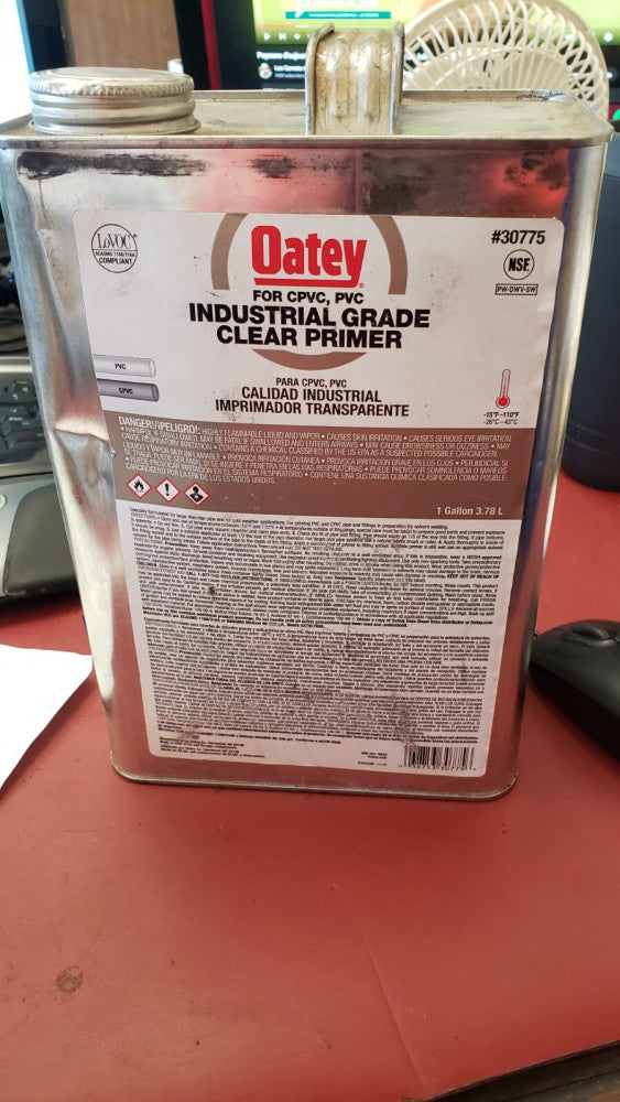 NEW SEALED Oatey Industrial Grade Clear Primer PVC, CPVC 1 GALLON 30775 ( J26)