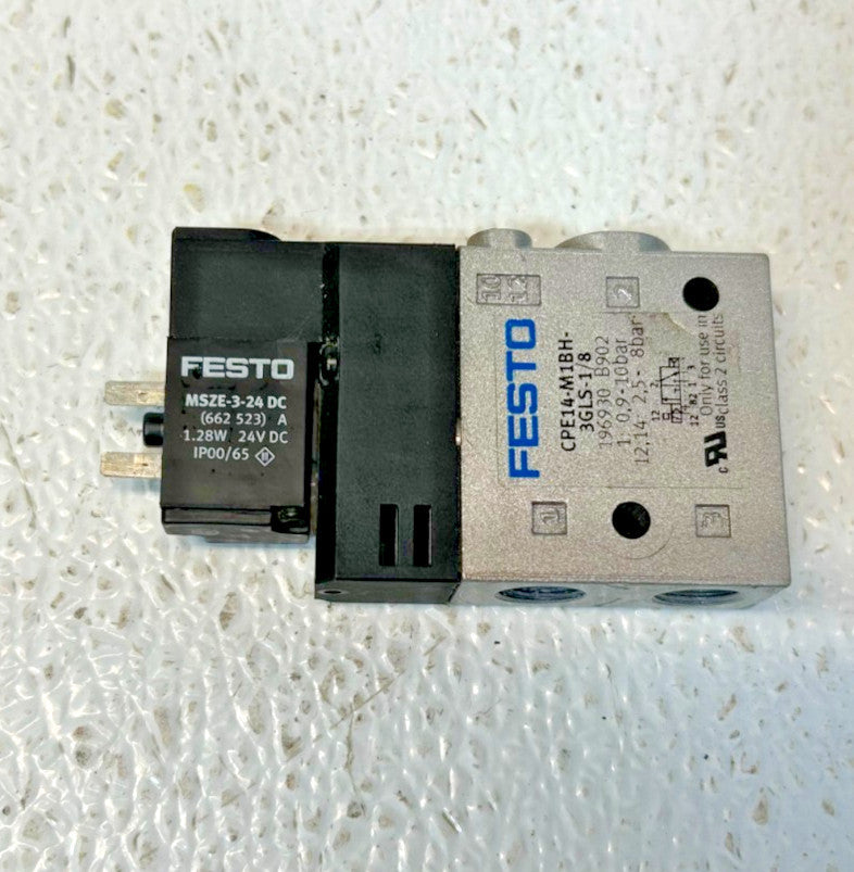 Festo CPE14-M1BH-3GLS-1/8 196930 Solenoid Valve MSZE-3-24 DC