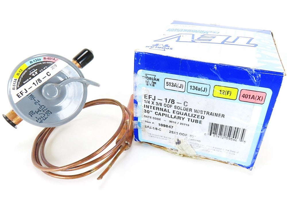 Sporlan EFJ-1/8-C Thermal Expansion Valve 109847 R134A 1/4" x 3/8" ODF NIB