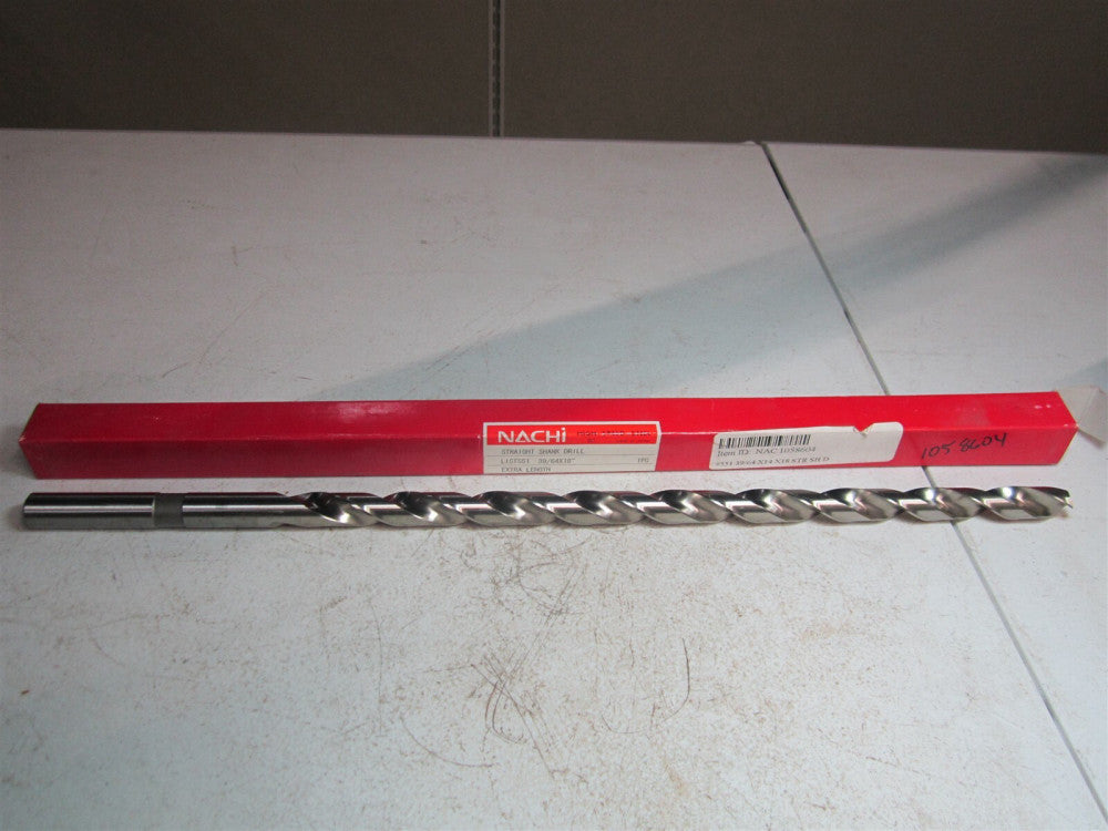 Nachi (1058604) 39/64" 118° 18" OAL, High Speed Steel Extra Long Drill