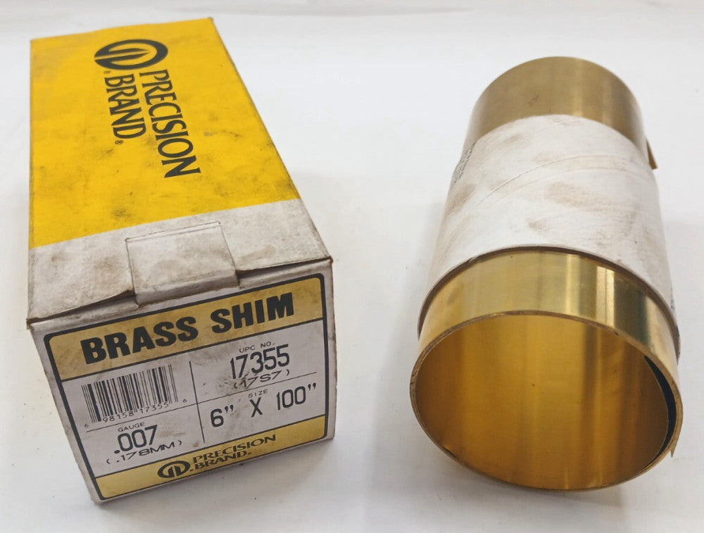 PRECISION BRAND BRASS SHIM 17355 6 X 100 IN. GAUGE .007 260 HALF HARD BRASS