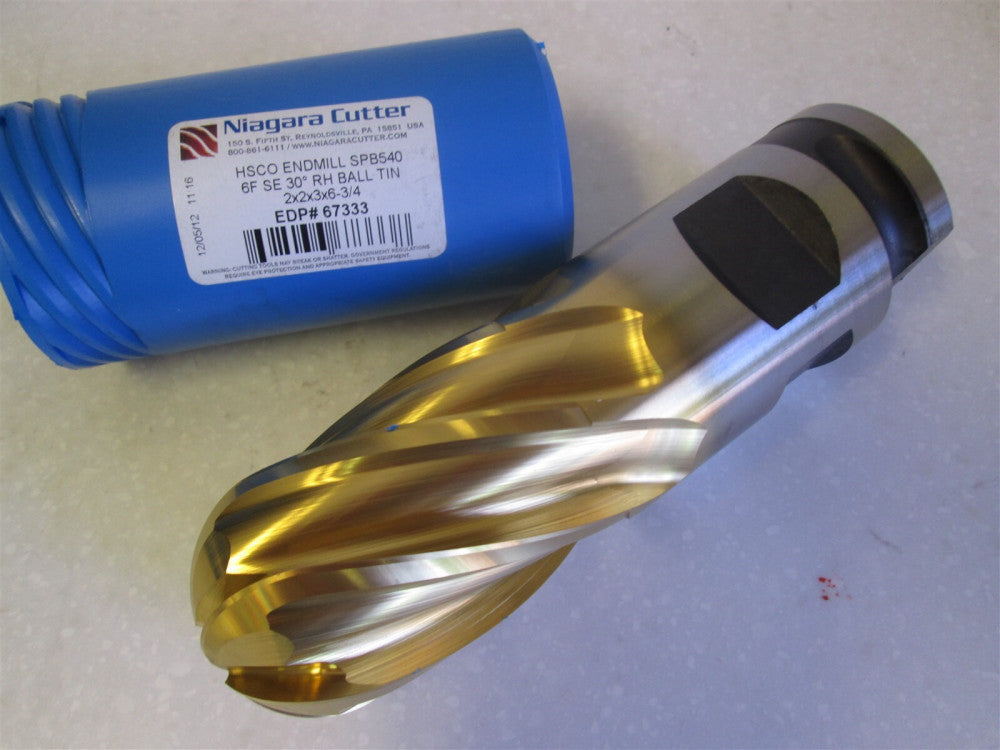 Niagara (64333) 2" x 2" x 3" x 6-3/4" OAL HSCO 6-Flute TiN Ball Endmill 