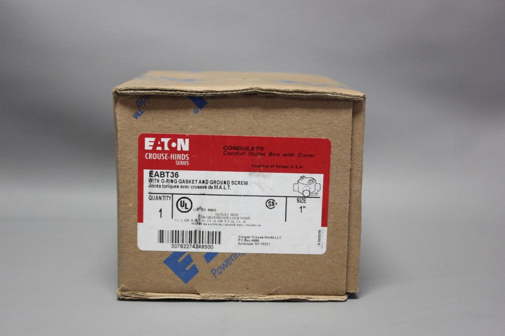 EATON CROUSE-HINDS CONDULET EABT36 1" TYPE T CONDUIT OUTLET BOX WITH COVER