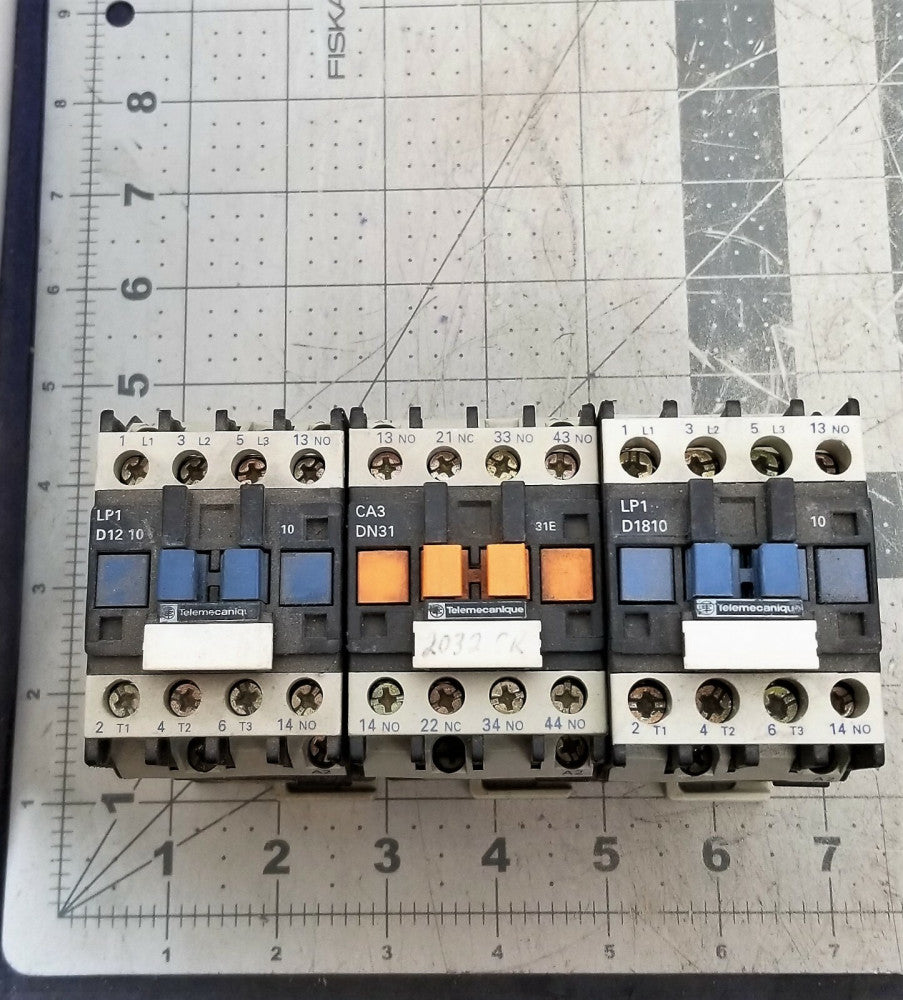 (3) Telemecanique Control Relay LP1 D1210, CA3DN31BD, LP1 D1810 TESTED  [C4B4]
