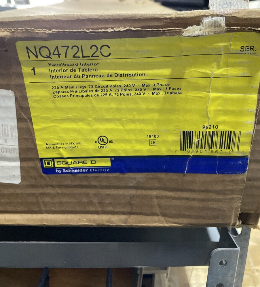 New Square D NQ472L2C 225 Amp 3-Phase 4-Wire 72-Circuit Panelboard Interior