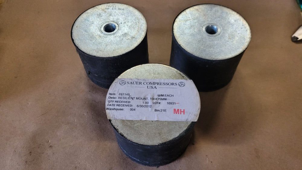 Lot of 3 Sauer Compressors 031149 Resilient Rubber Mounts 100x75 mm