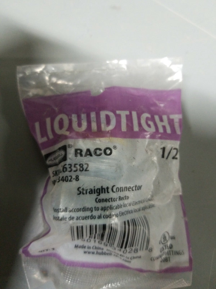 LOT OF 2  Hubbell Raco 3402-8 1/2" Liquidtight Straight Connector NEW
