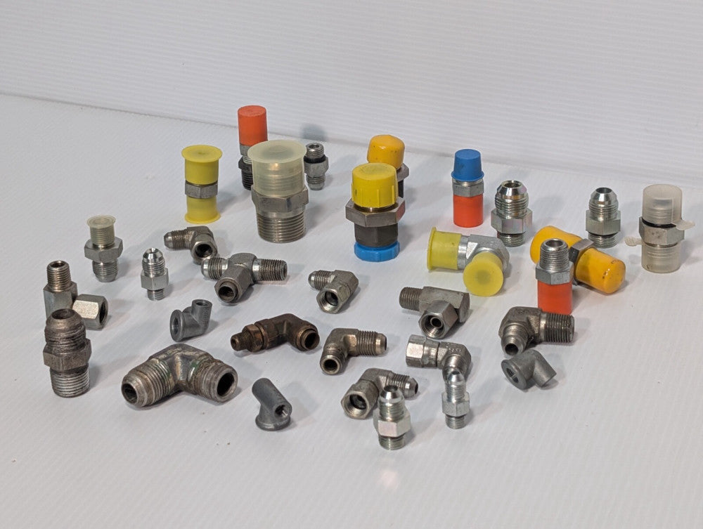 Mixed Lot of Female & Male Swivel Nut Elbow & Industrial Plug Fittings, as shown