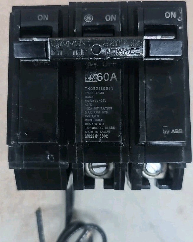 GE NTO THQB2160ST1 60 AMP BOLT-ON CIRCUIT BREAKER W/ SHUNT TRIP 2 POLE 120/240V