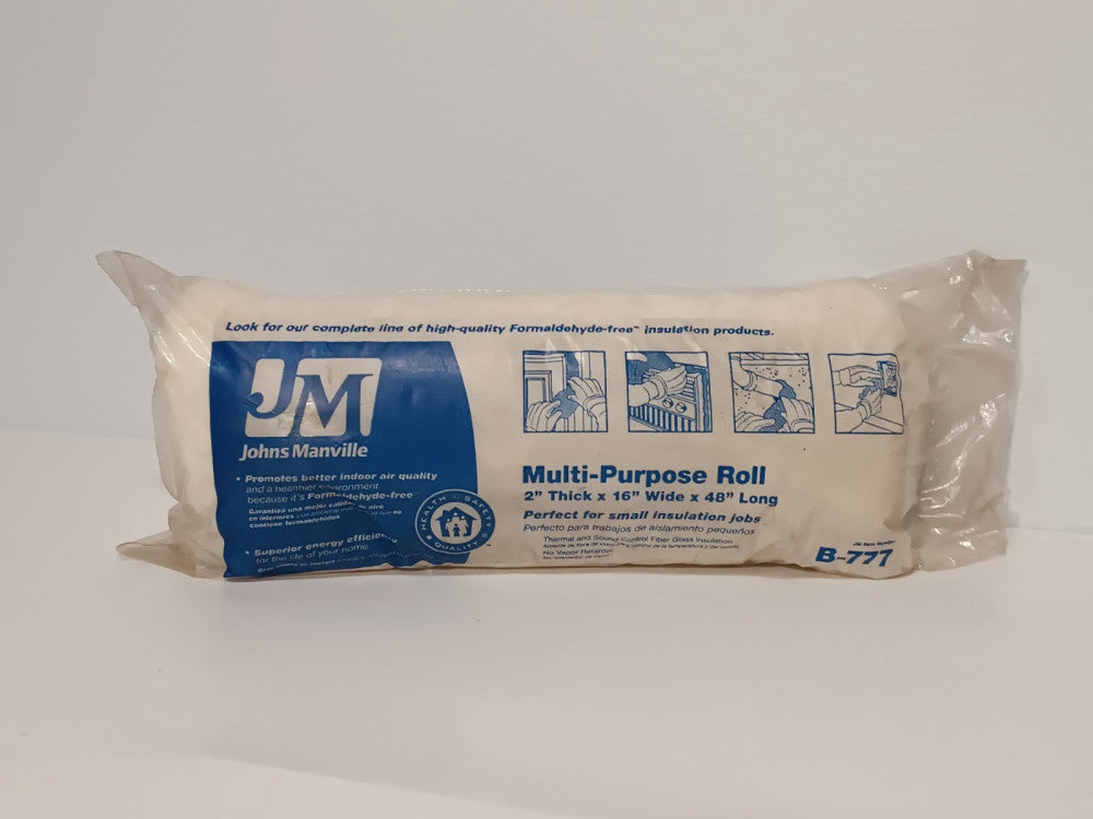 Johns Manville B-777 Multi-purpose Fiberglass Insulation, 16"W x 48"L x 2" Thick