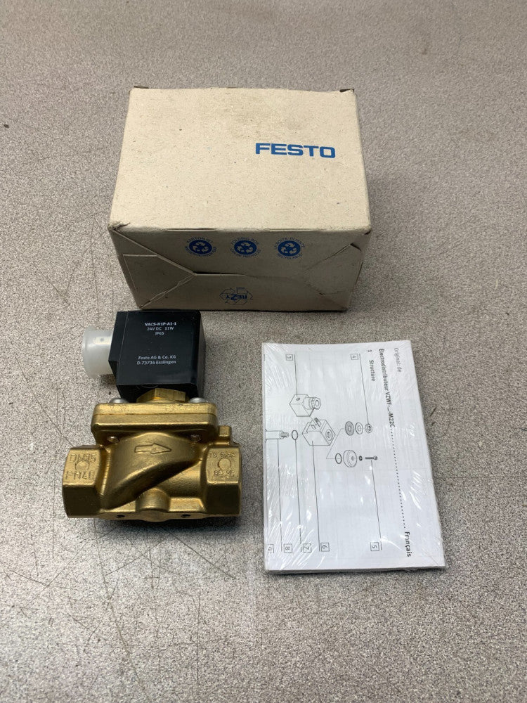 NEW IN BOX FESTO 1/2" 24VDC. SOLENOID VALVE VZWF-B-L-M22C-N12-135-1P4-10