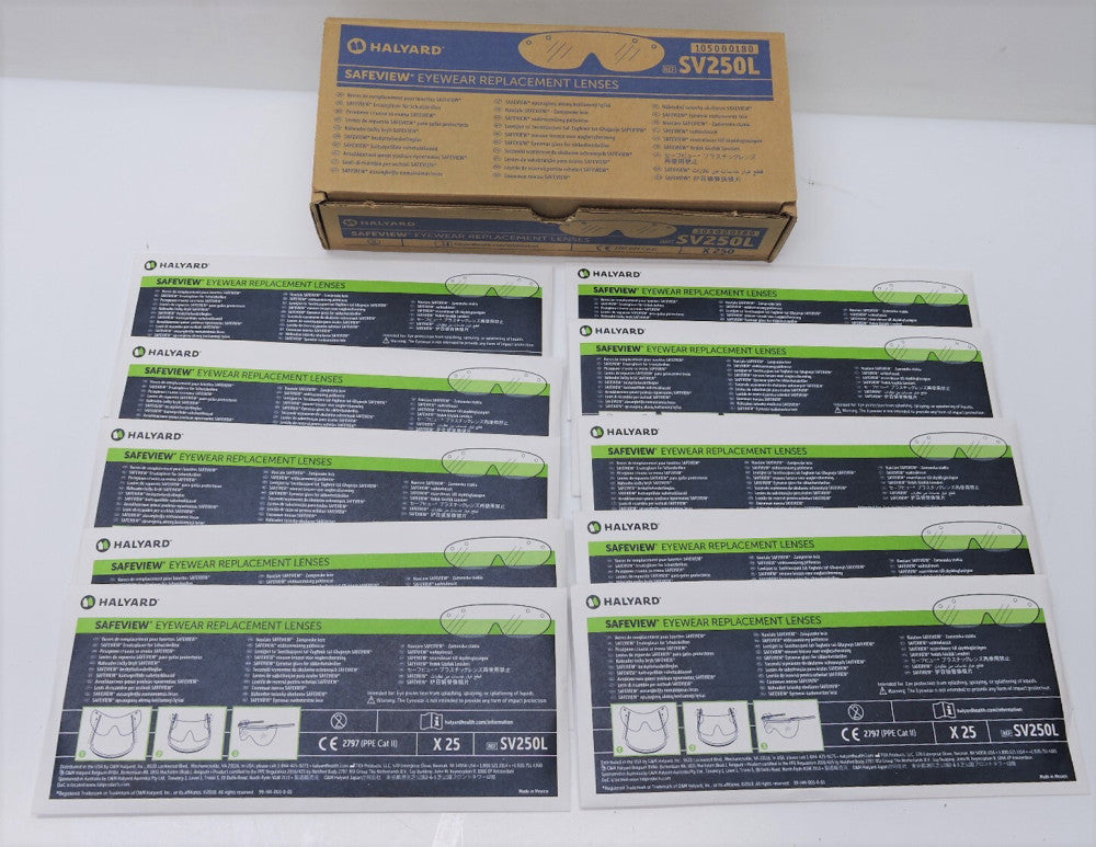 Halyard SV250L Safeview Eyewear Replacement Lenses - (25 Boxes of 10, 250 Total)
