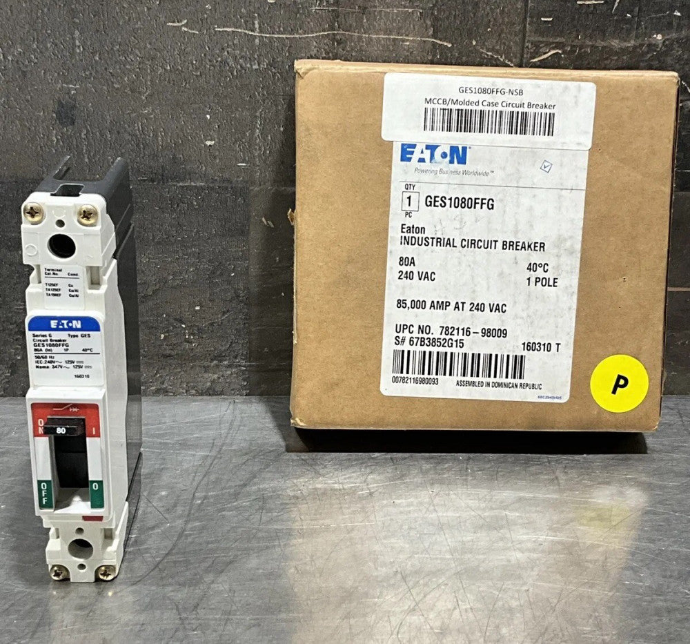 Eaton Ges1080ffg Industrial Circuit Breaker 50/60 Hz 125v Nos Surplus