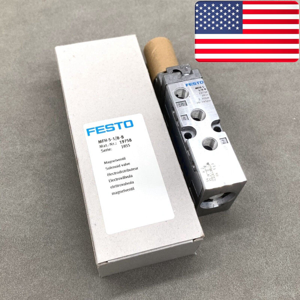 New In Box FESTO MFH-5-1/8-B 19758 Solenoid Control Valve - US Stock