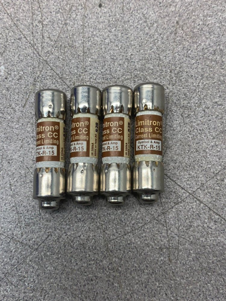 LOT OF 4 NEW NO BOX LIMITRON CLASS CC CURRENT LIMITING FUSES KTK-R-15