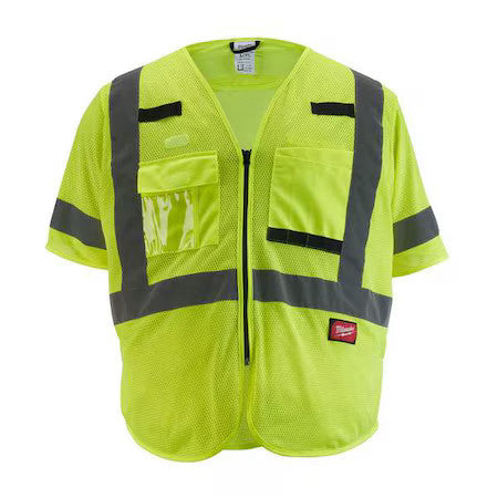 Milwaukee Tool 48-73-5133 Class 3 High Visibility Yellow Mesh Safety Vest -