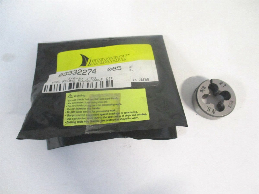 (315-1143) 3/8-27 UNS 1" OD High Speed Steel RH Round Adjustable Die 