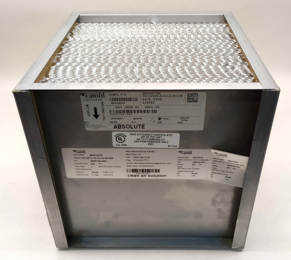 Camfil 855210218 Absolute HEPA Cube Filter12XH-12Z12Z12-1D-3-C-A-00-0/00