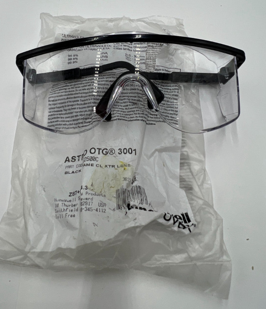 Honeywell Uvex S2500C Astrospec Otg 3001 Eyewear Clear LenS Anti-Fog Black Frame