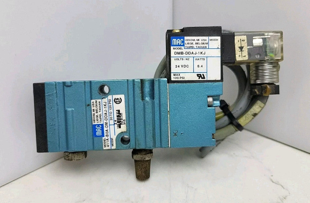 Mac DMB-DDAJ-1KJ Pneumatic Solenoid Valve 24 Vdc w/ 411A-B0A-DM-DDAJ-1KJ
