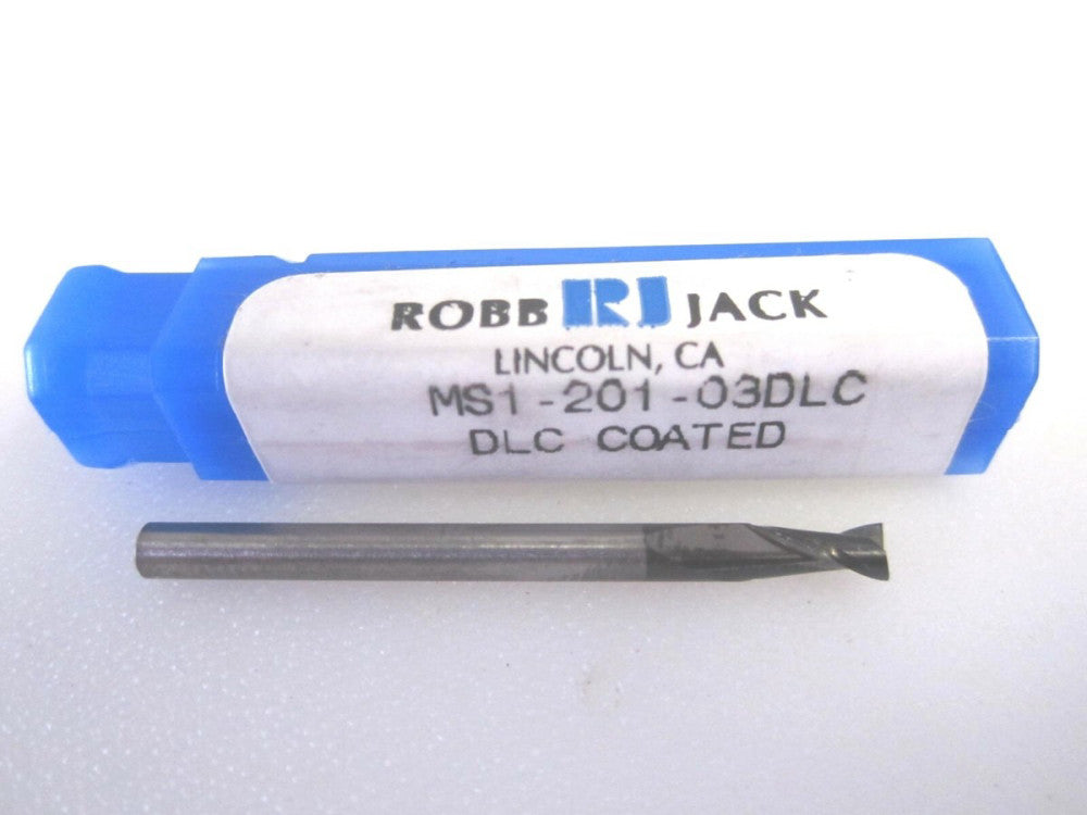 RobbJack (C-MS1-201-03-DLC) 3mm Stub Length 2F Carbide End Mill 