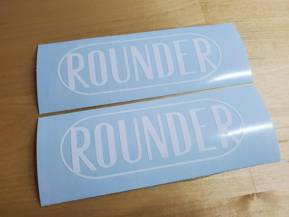 rounder skid steer Decals stickers (2) Gloss white  8x2.8"  FAST USA