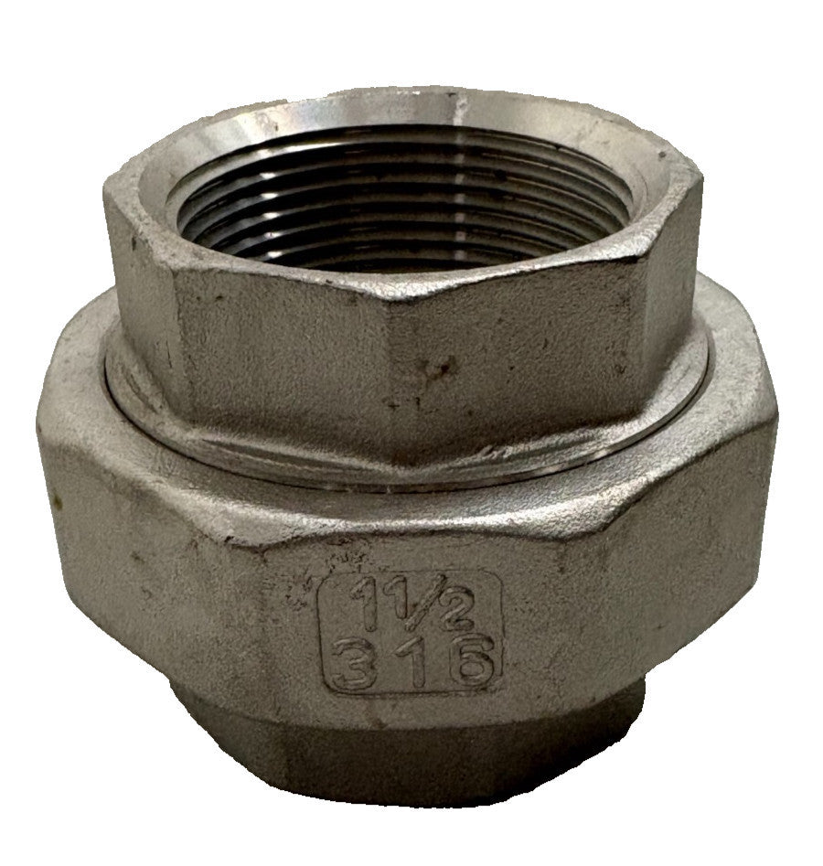 THREADED PIPE UNION, 1-1/2", 3" HEIGHT, 316 STAINLESS STEEL