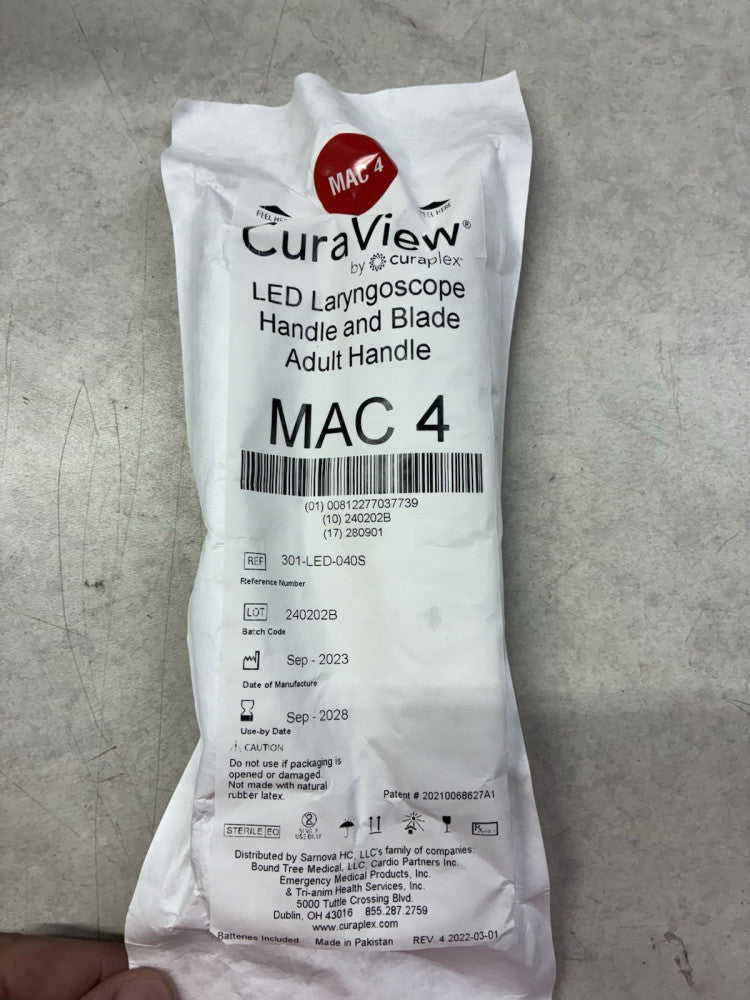 Curaplex CuraView LED Laryngoscope Blade & Handle (MAC 4) 2028 Expiration