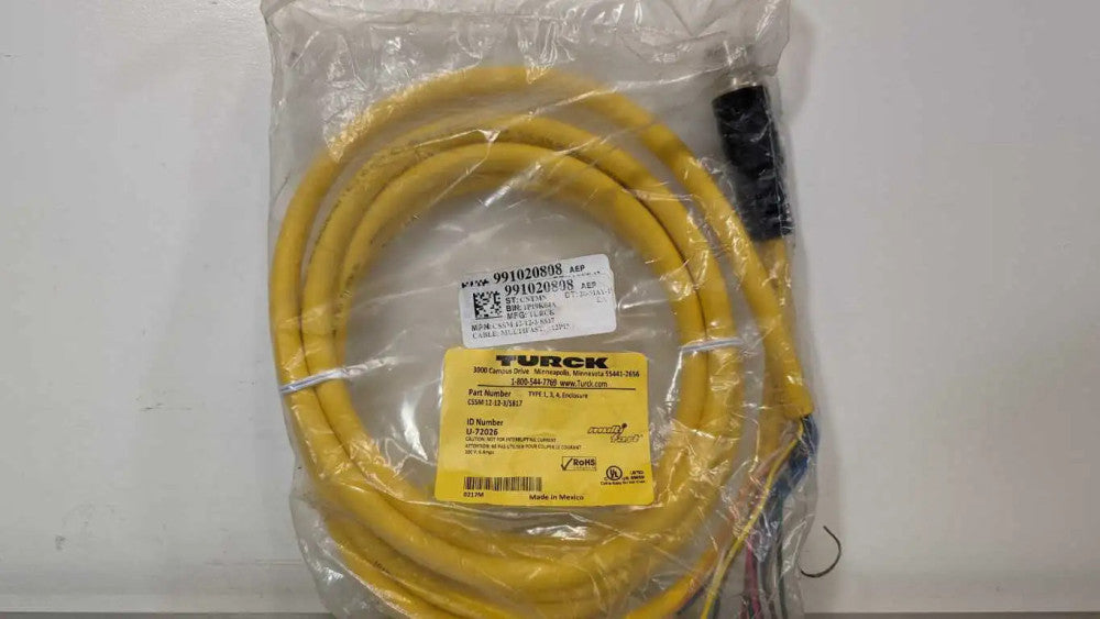 Turck CSSM 12-12-3/S817 Single Ended Cordset U-72026 M23 Straight Male 12 Pin Mu