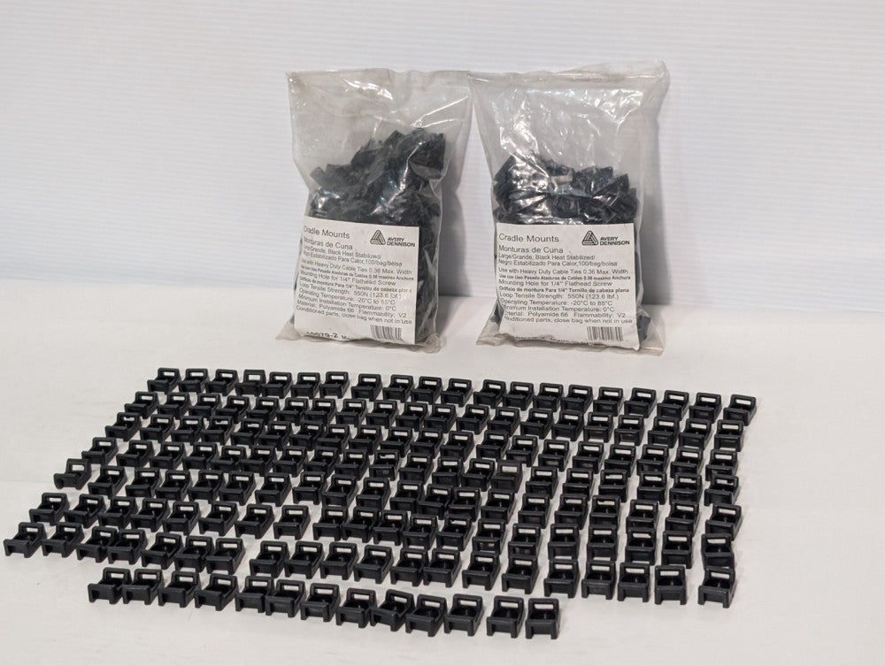 Lot of 200 Avery Dennison 10079-2 Cradle Mounts for use w/ heavy duty cable ties