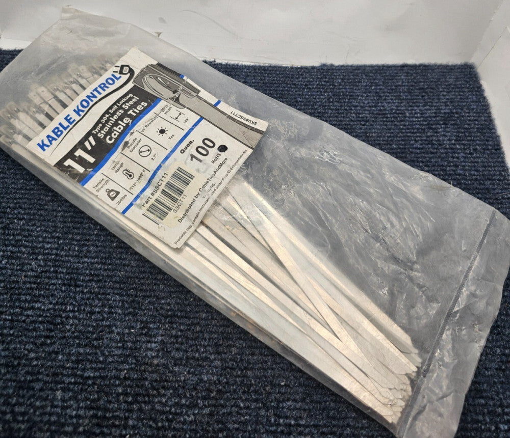 (QTY 100) Kable Kontrol SSCT11: 304 Self Locking Stainless Steel Cable Ties 11"