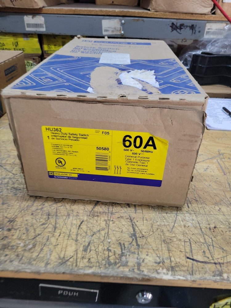 1  NEW IN BOX SQUARE D HU362 60A HD SAFETY SWITCH N0N-FUSIBLE 600V BEST PRICE