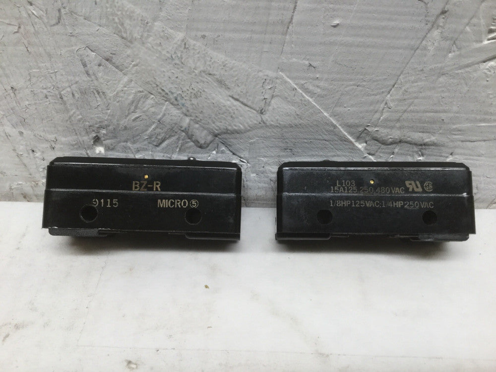 Micro Switch BZ-R Pin Plunger 15A 125, 250 or 480 VAC (Lot of 2)
