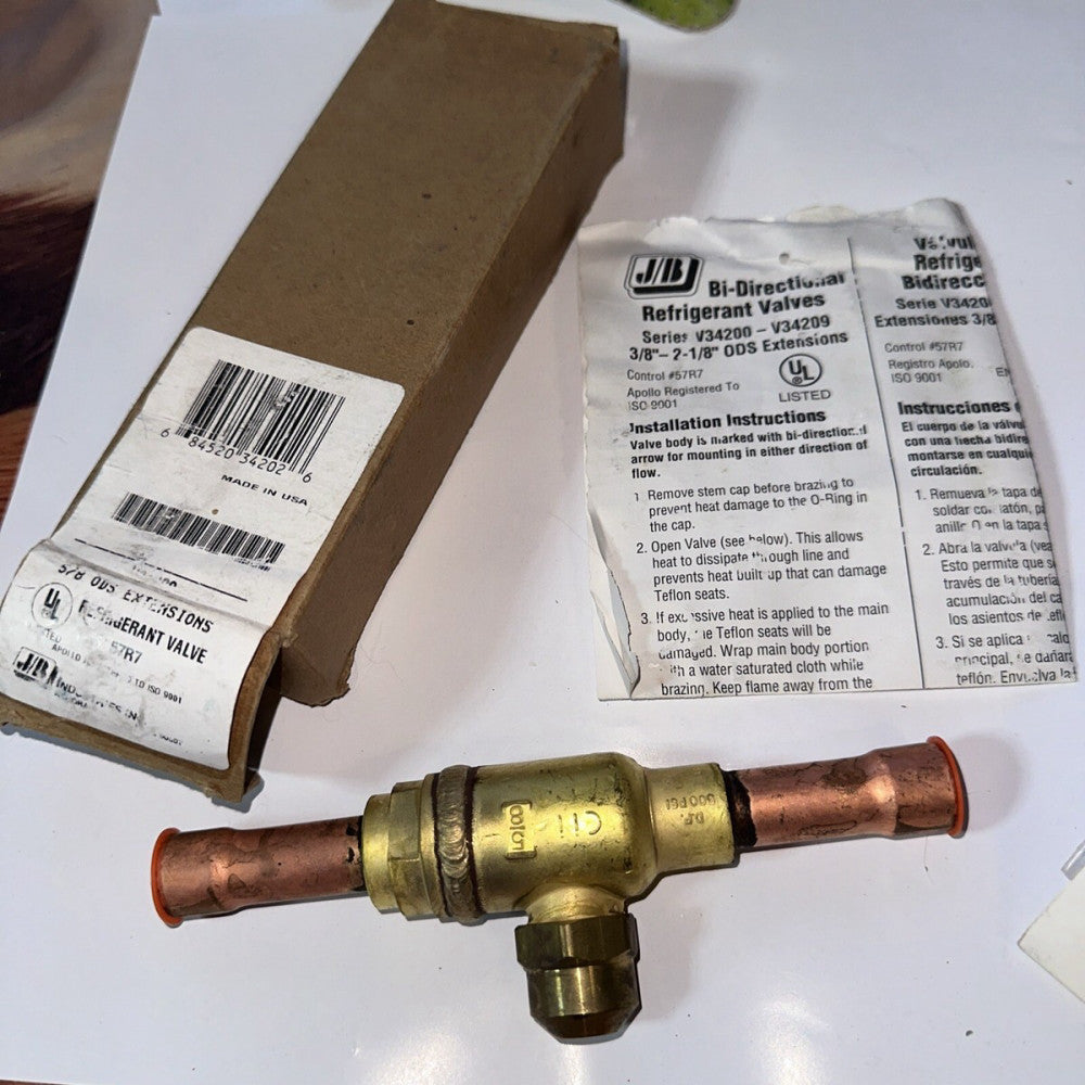 JB Industries V34202 Refrigeration Ball Valve 5/8" ODF 500PSI NOS