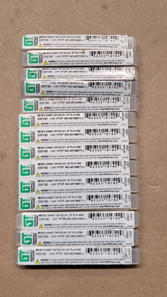 Lot of 14 Greenfield 328190 M3 X 0.5 Hand Taps D3 3FL Straight Plug HSS