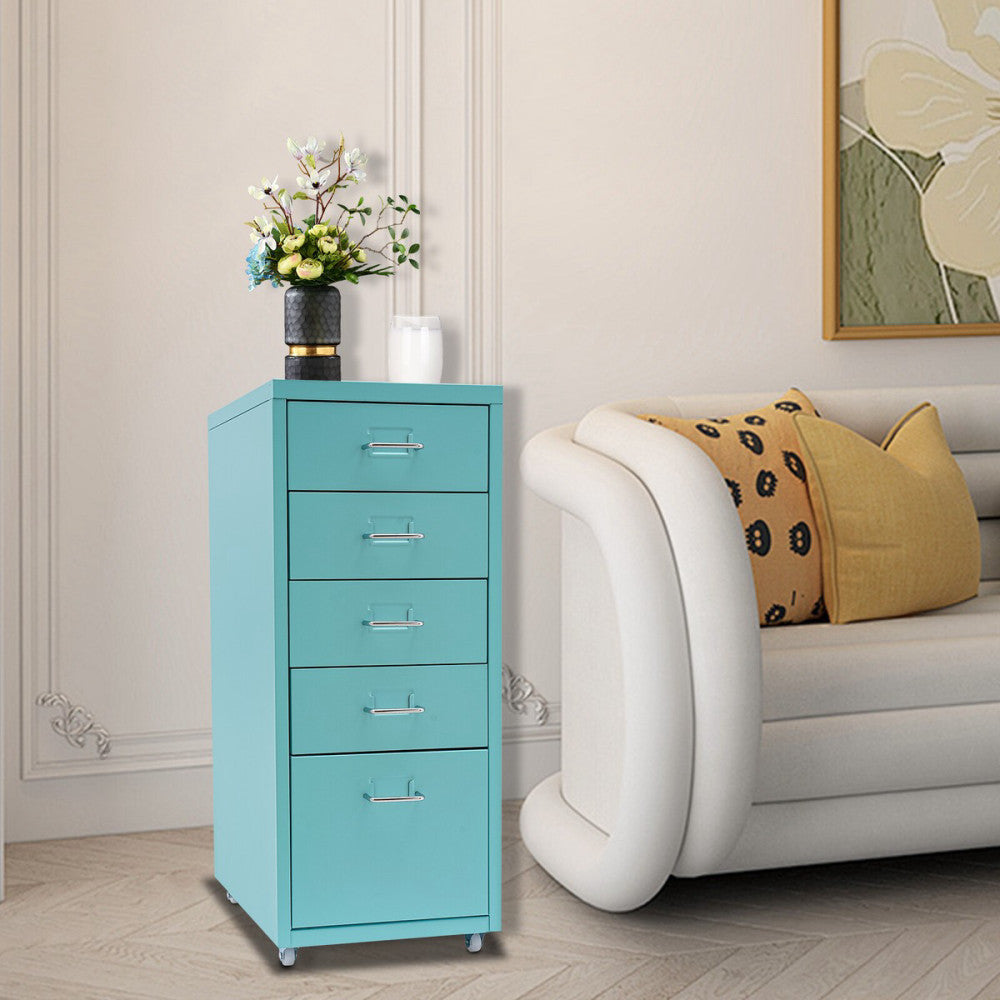 5-Drawer File Cabinet Office Filing Cabinet Stand Storage Organizer with Wheels