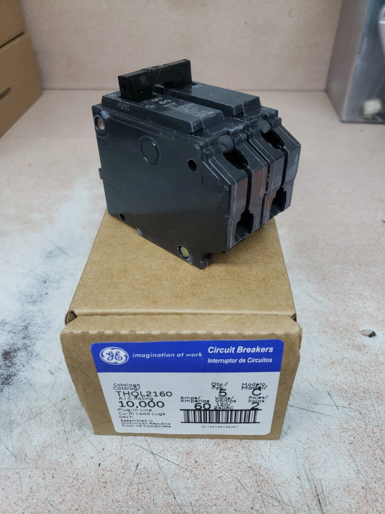 1- NEW GE THQL2160 2 Pole 60 Amp 120 240V AC THQL Plug in