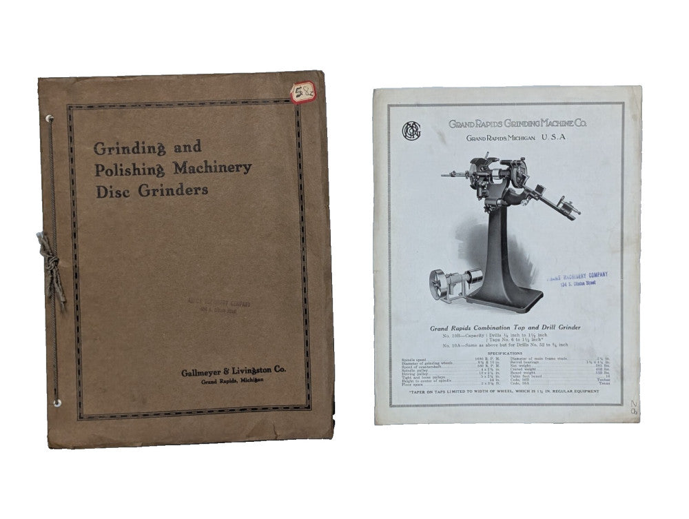 Gallmeyer + Livingston Co. Grinding, Polishing, Machinery, Disc Grinder Manual