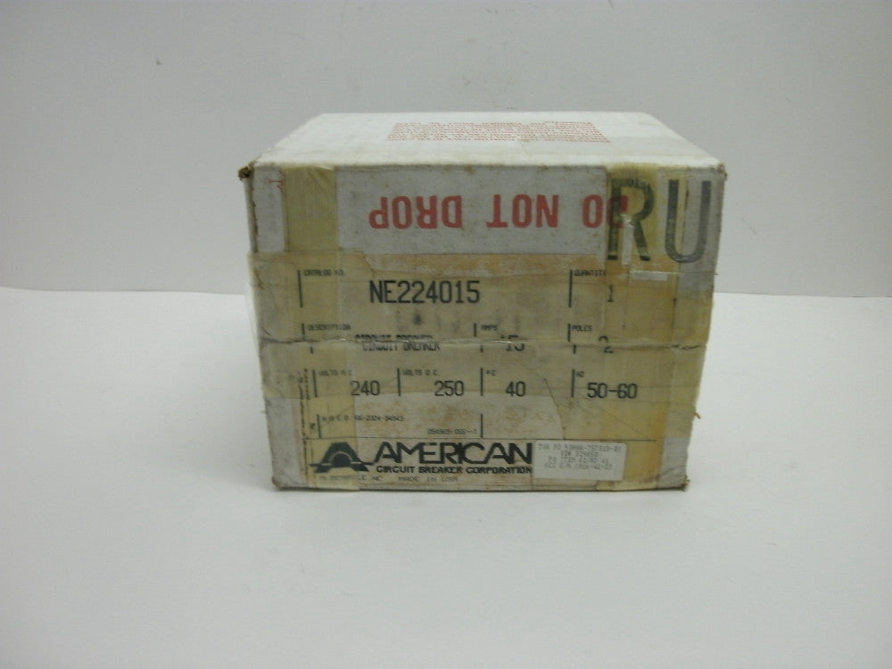 AMERICAN NE224015 CIRCUIT BREAKER 15 AMP 2 POLE 240 VOLTS AC 50/60HZ NEW IN BOX