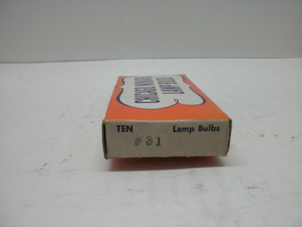 CHICAGO MINIATURE 31 MINIATURE LAMP FLASHLIGHT BULBS 6.15 VOLT 1-(LOT OF 10) NIB
