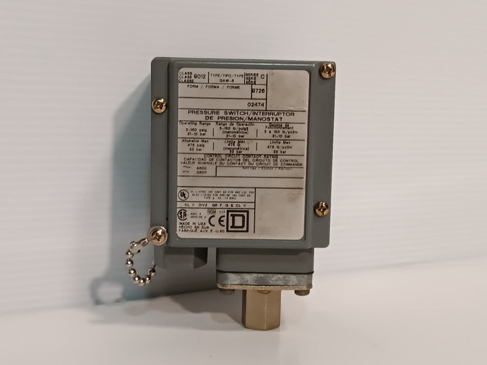 Square D 9012 GAW-5 Series C Pressure Switch/Interruptor 3-150 PSIG