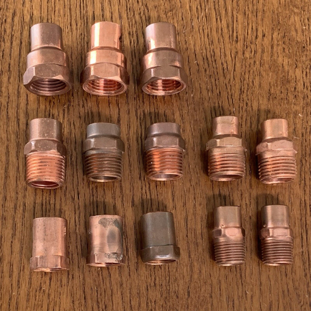 Vintage Lot of  NPT Copper Fittings - 1/2" and 3/8", Male and Female NPT